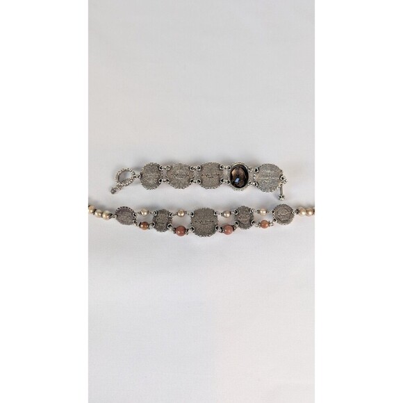 Stephen Dweck Vintage Necklace Bracelet Sterling Silver Carved Gemstone Estate - Picture 8 of 16